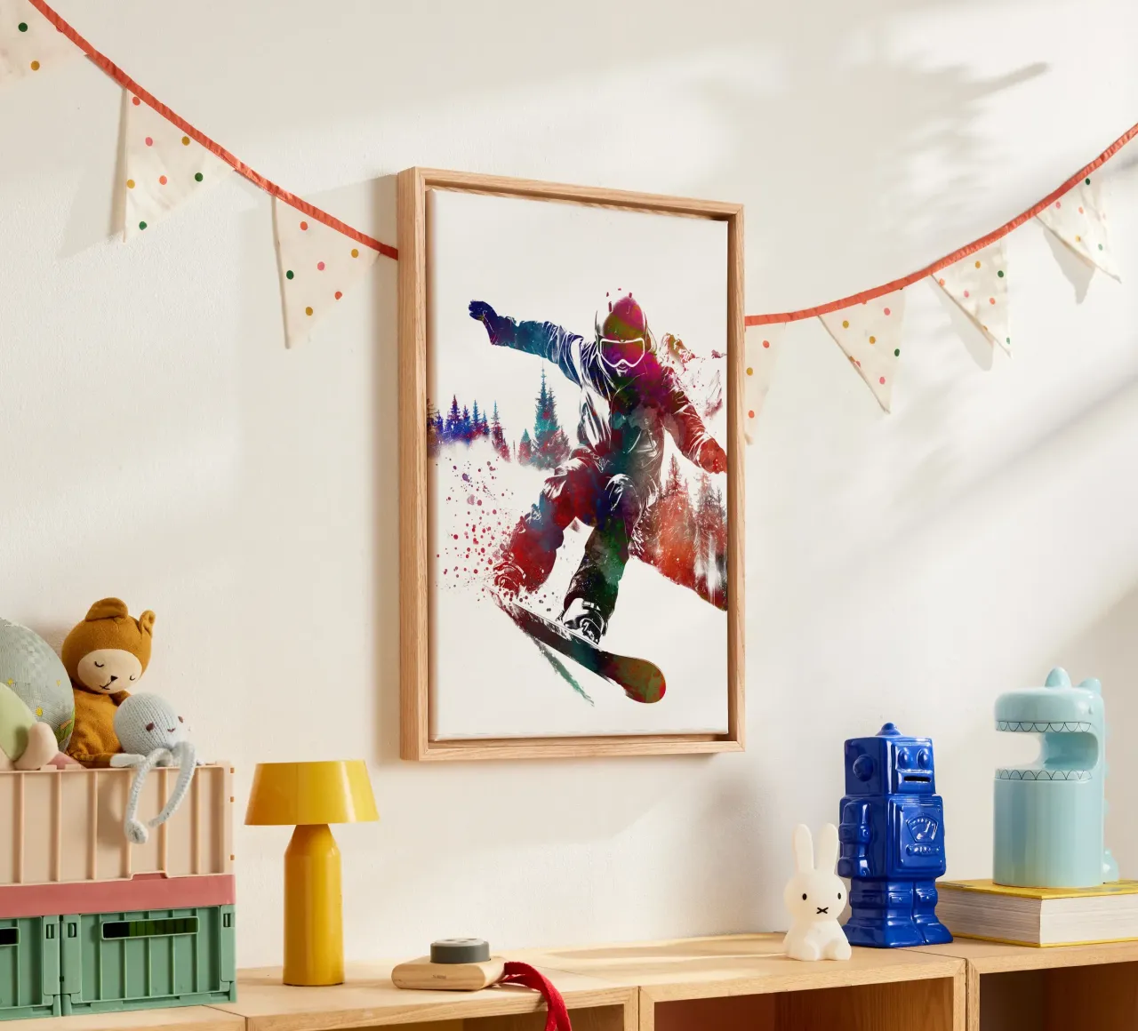 Snowboarder sport kunst wit canvas met Baklijst van SPORT