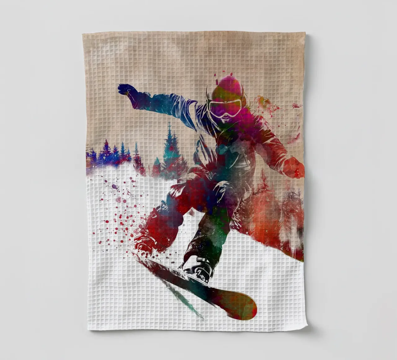 Snowboarder sport art tea towel by SPORT