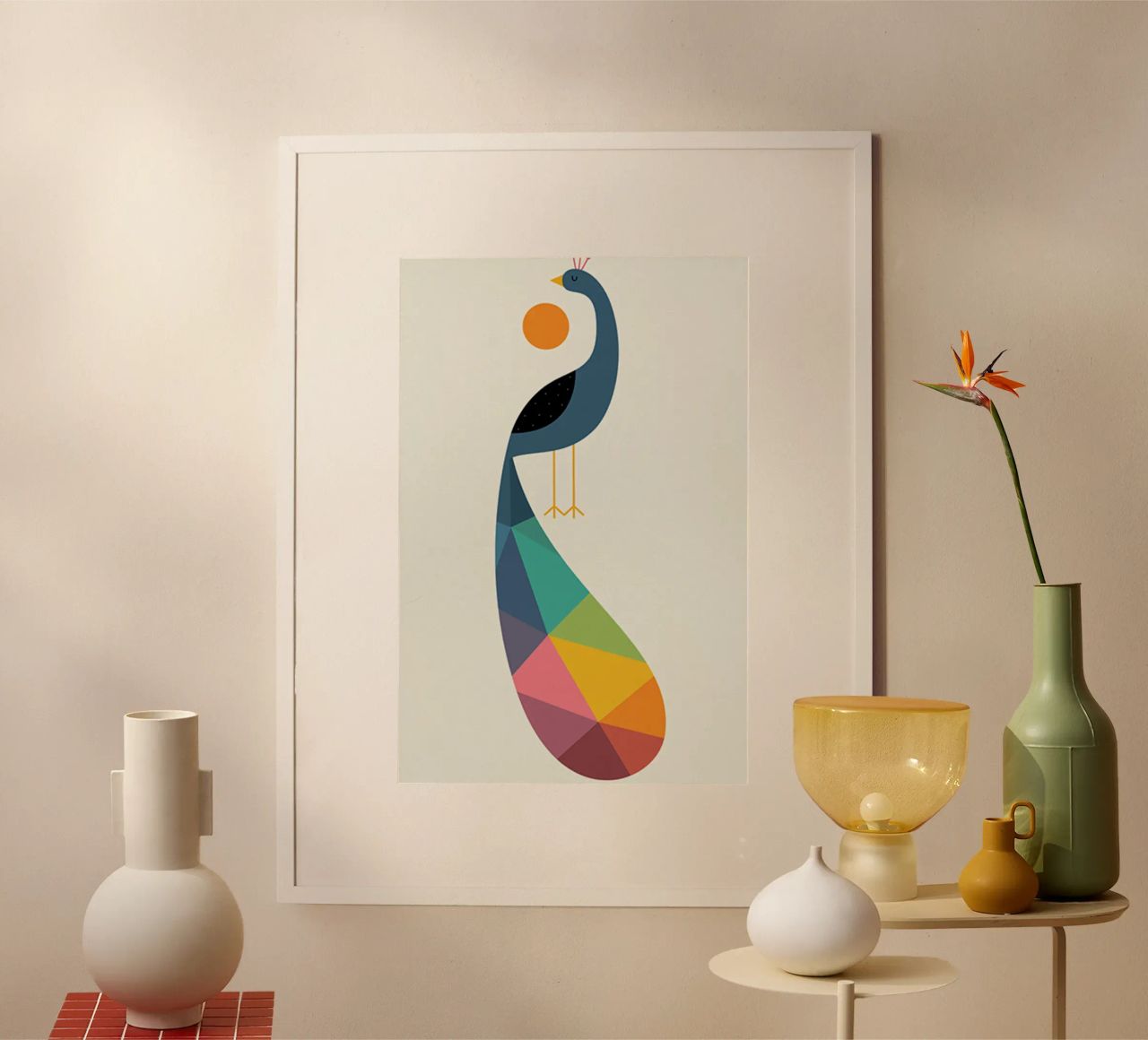 peacock and moon poster by westface store