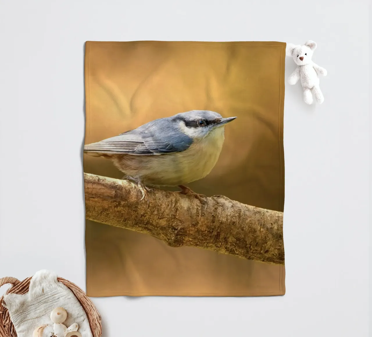 bird branch fleece blanket by Earthly Visions