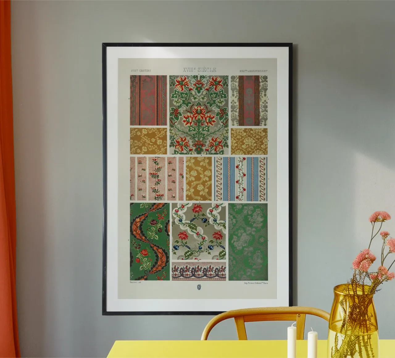 Albert Racine - Modelli di tessuto del 18° secolo - Tessile d'epoca poster con telaio in plastica da ClubArt