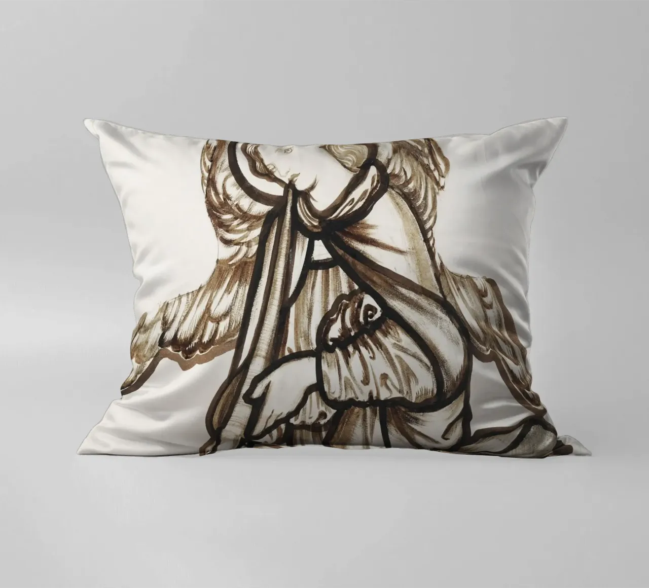 Burne-Jones: Angel Playing a Horn - Pre-Raphaelite Sketch Ar decorative cushion by ClubArt