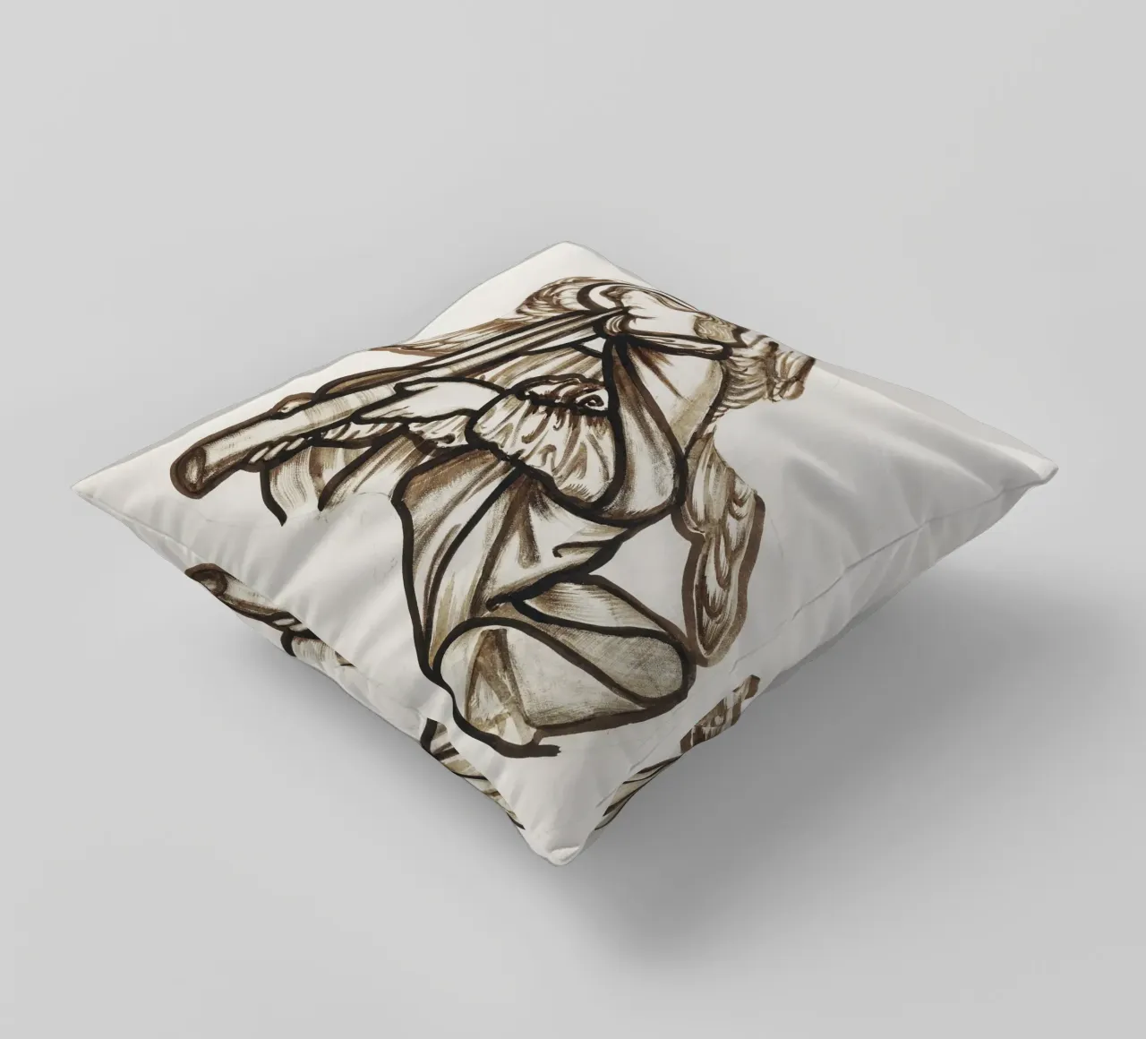 Burne-Jones: Angel Playing a Horn - Pre-Raphaelite Sketch Ar decorative cushion by ClubArt