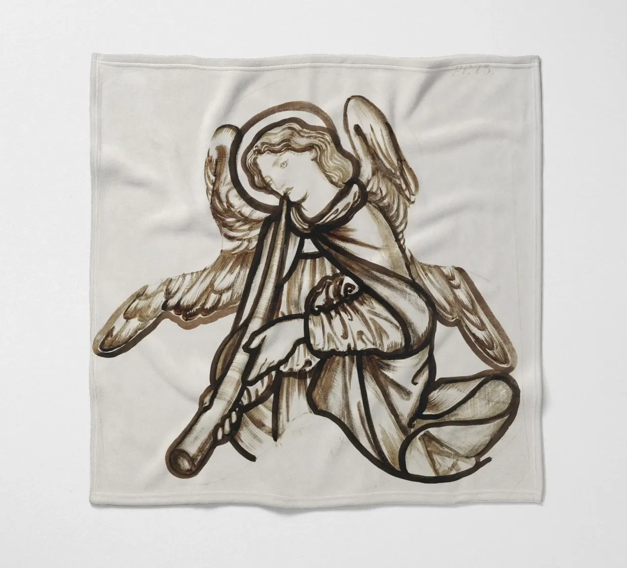 Burne-Jones: Hoornspelende Engel - Pre-Rafaëlitische Schets Ar fleecedeken van ClubArt