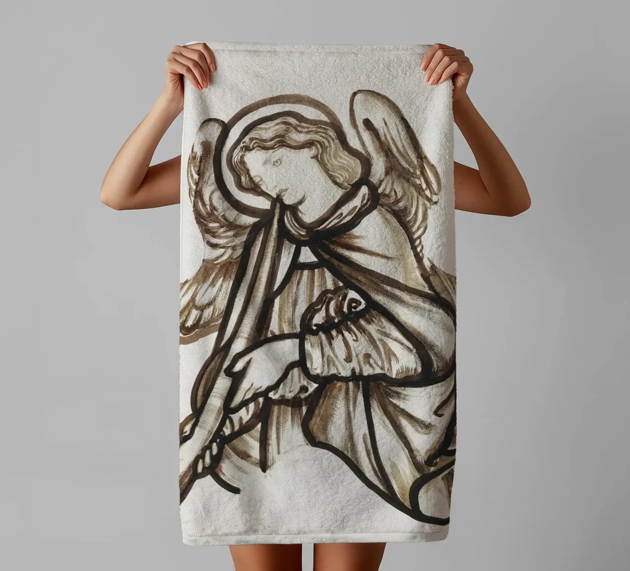 Burne-Jones Ángel tocando un cuerno - Pre-Raphaelite Sketch Ar toalla de baño de ClubArt