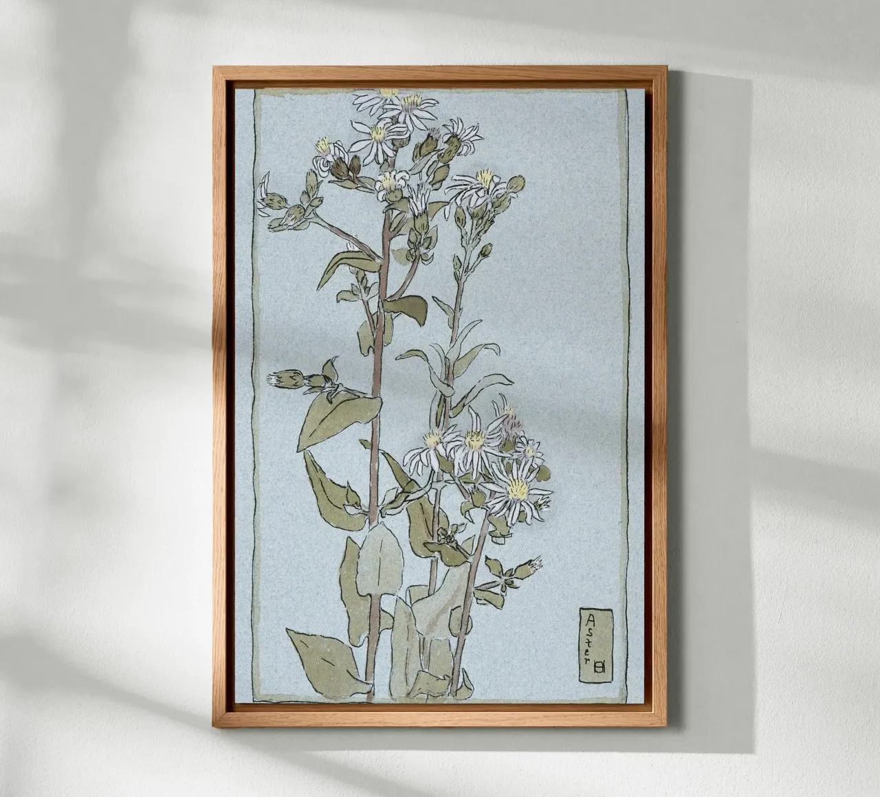 Hannah Overbeck: Aster on Green Ground - Arts & Crafts Botan canvas with Floater frame by ClubArt