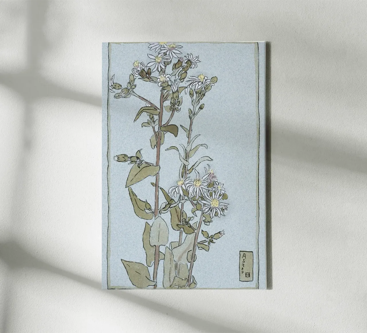 Hannah Overbeck: Aster on Green Ground - Arts & Crafts Botan canvas with Floater frame by ClubArt