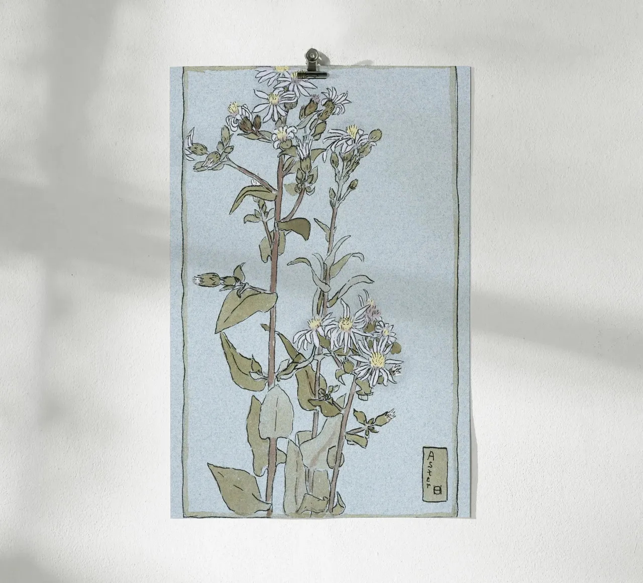 Hannah Overbeck: Aster on Green Ground - Arts & Crafts Botan poster da ClubArt