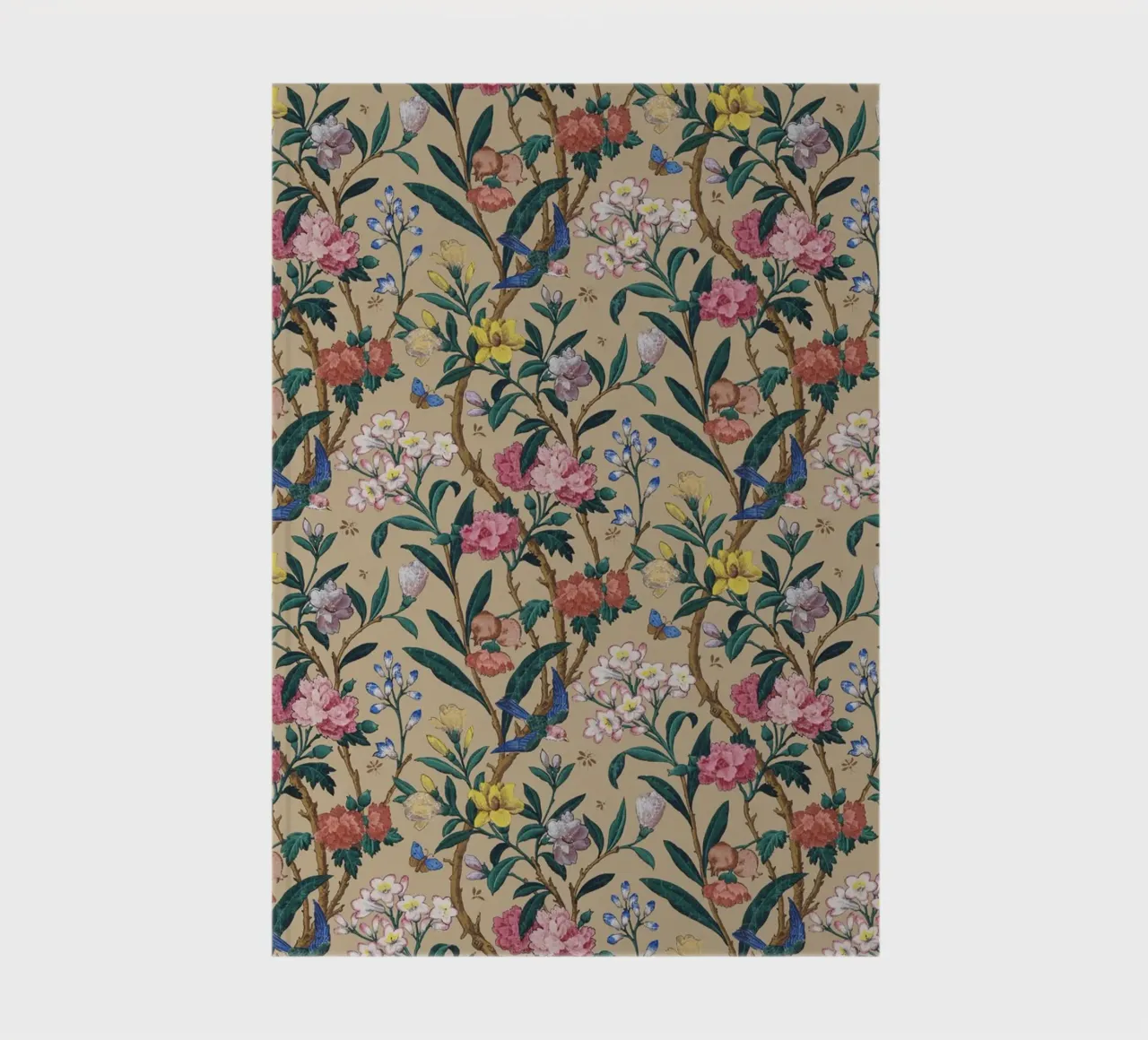 Vibrant Birds & Blossoms Wallpaper - Vintage Chinoiserie Pri notebook by ClubArt