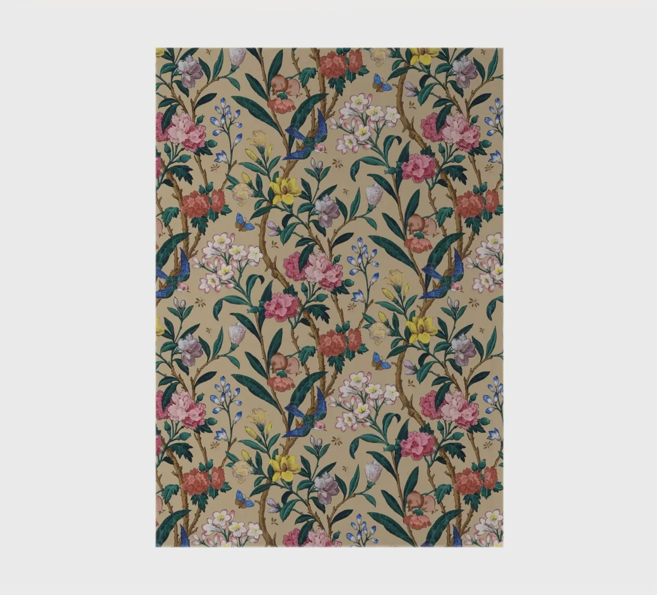 Vibrant Birds & Blossoms Wallpaper - Vintage Chinoiserie Pri notebook by ClubArt