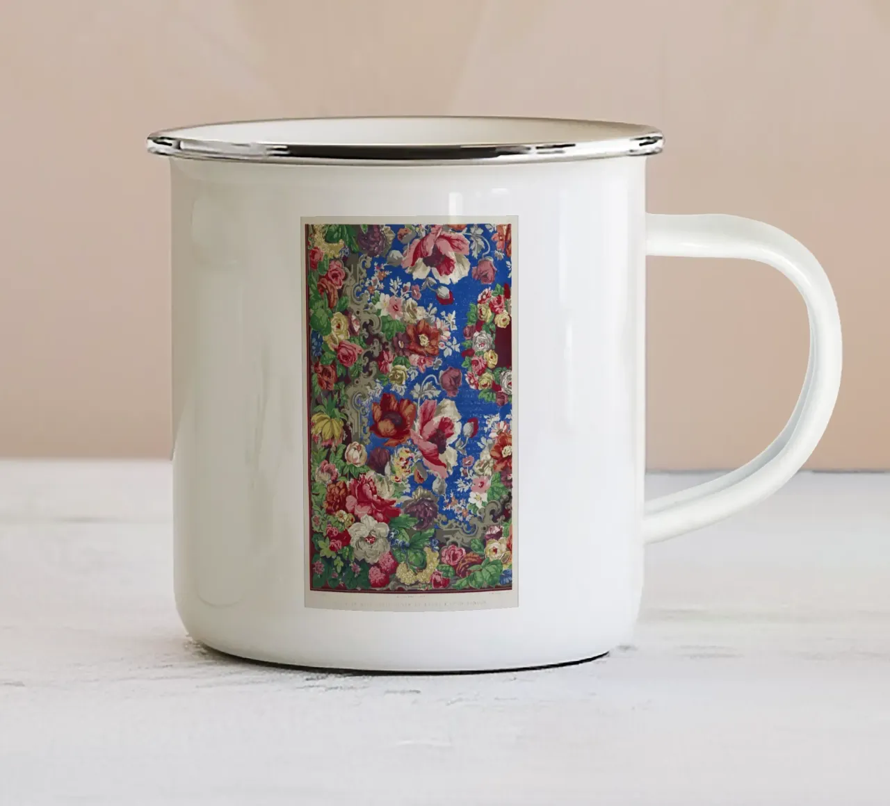 Digby Wyatt: Victorian Floral Table Cover - Maximalist Print enamel mug by ClubArt