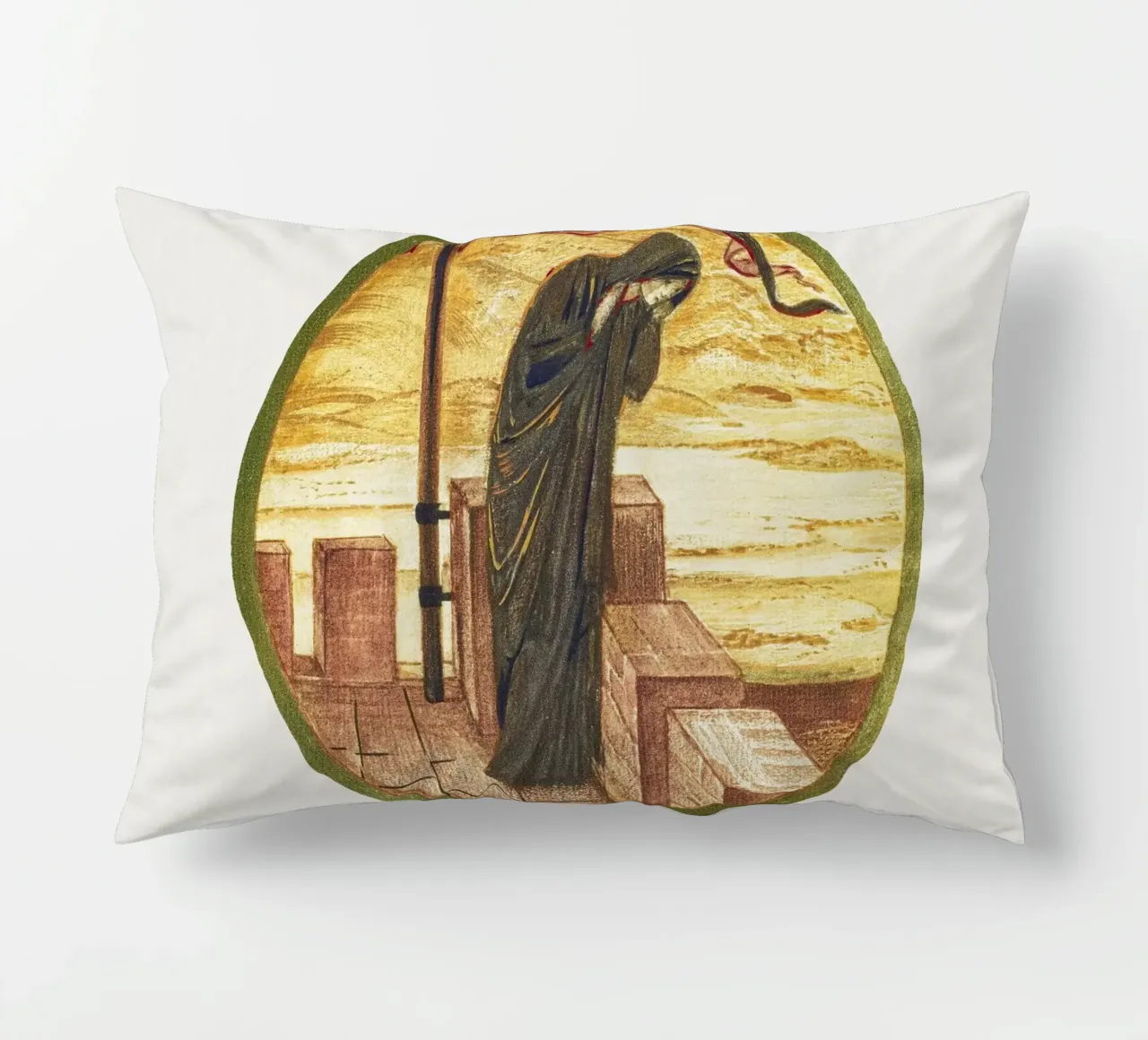 Burne-Jones: Comes He Not? - Arte simbolista del libro di fiori (1905) cuscino da ClubArt