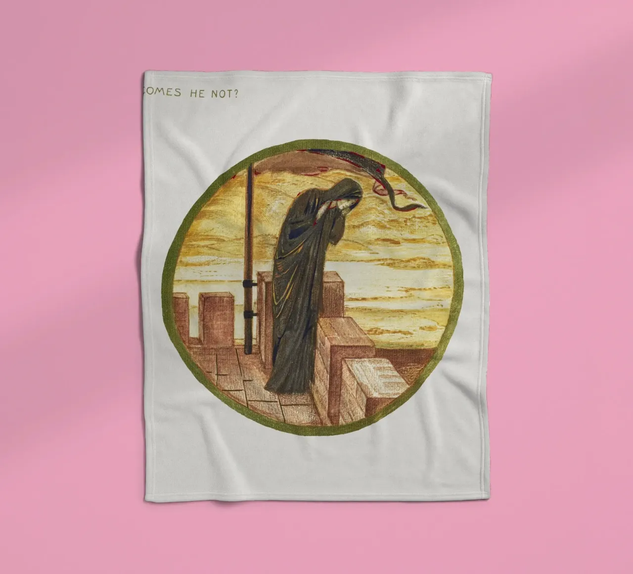 Burne-Jones: Comes He Not? - Arte simbolista del libro di fiori (1905) coperta in pile da ClubArt