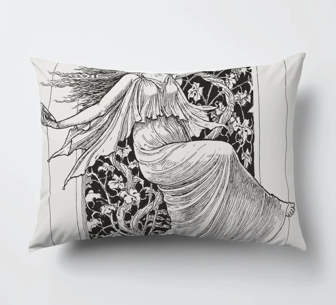 Ninfa danzante - Art Nouveau, studio di figura in bianco e nero cuscino da ClubArt