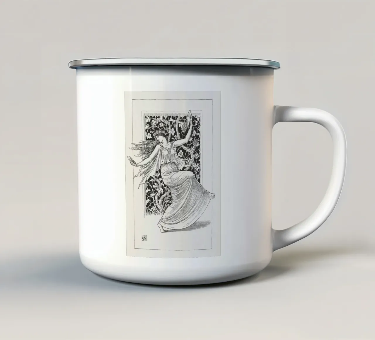 Ninfa danzante - Art Nouveau, studio di figura in bianco e nero tazza in smalto da ClubArt