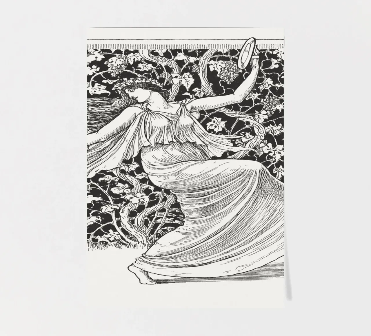 Ninfa danzante - Art Nouveau, studio di figura in bianco e nero foglio adesivo da ClubArt