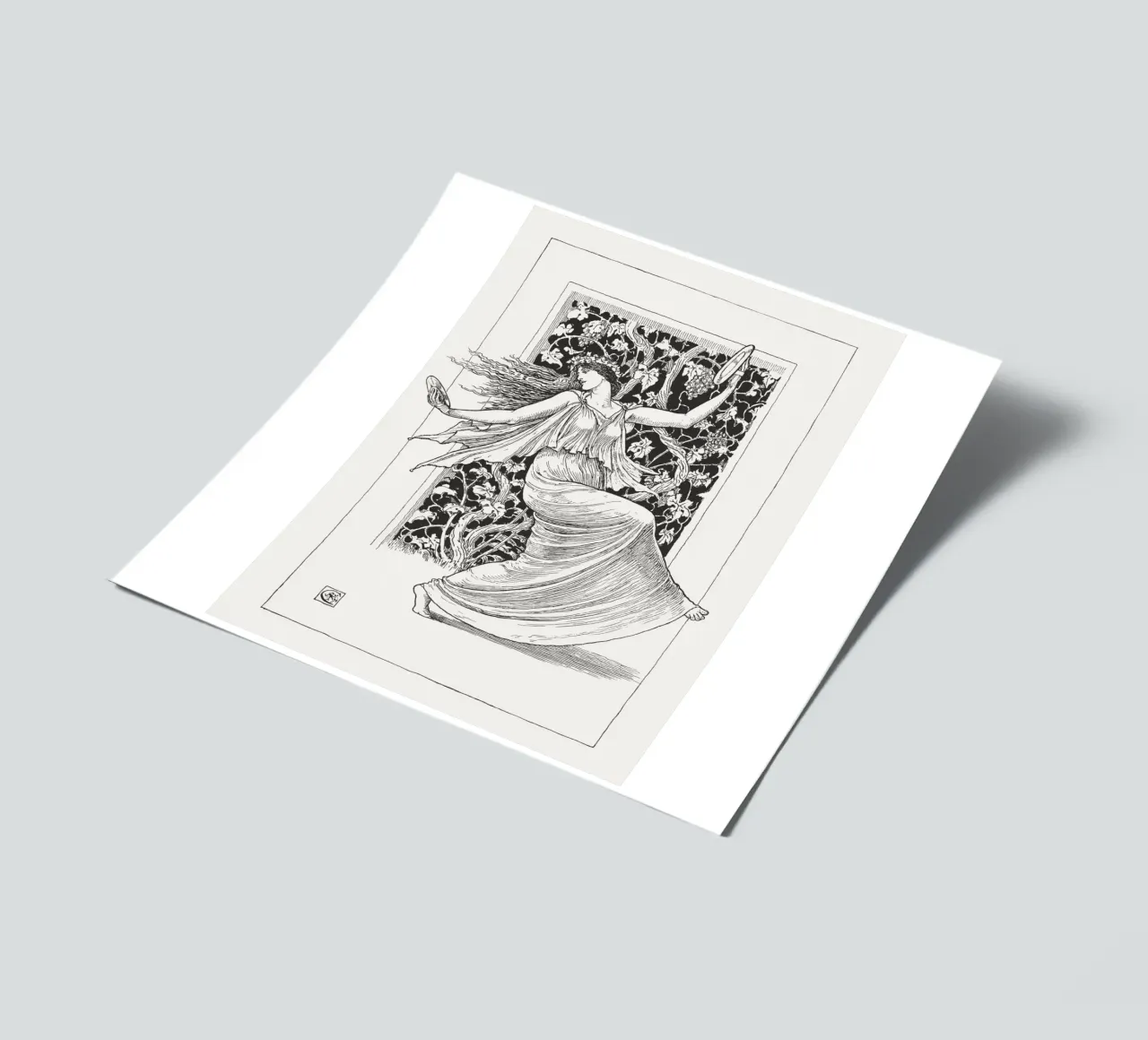 Ninfa danzante - Art Nouveau, studio di figura in bianco e nero foglio adesivo da ClubArt