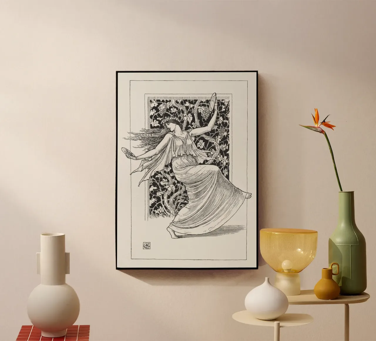Ninfa danzante - Art Nouveau, studio di figura in bianco e nero plexiglass da ClubArt