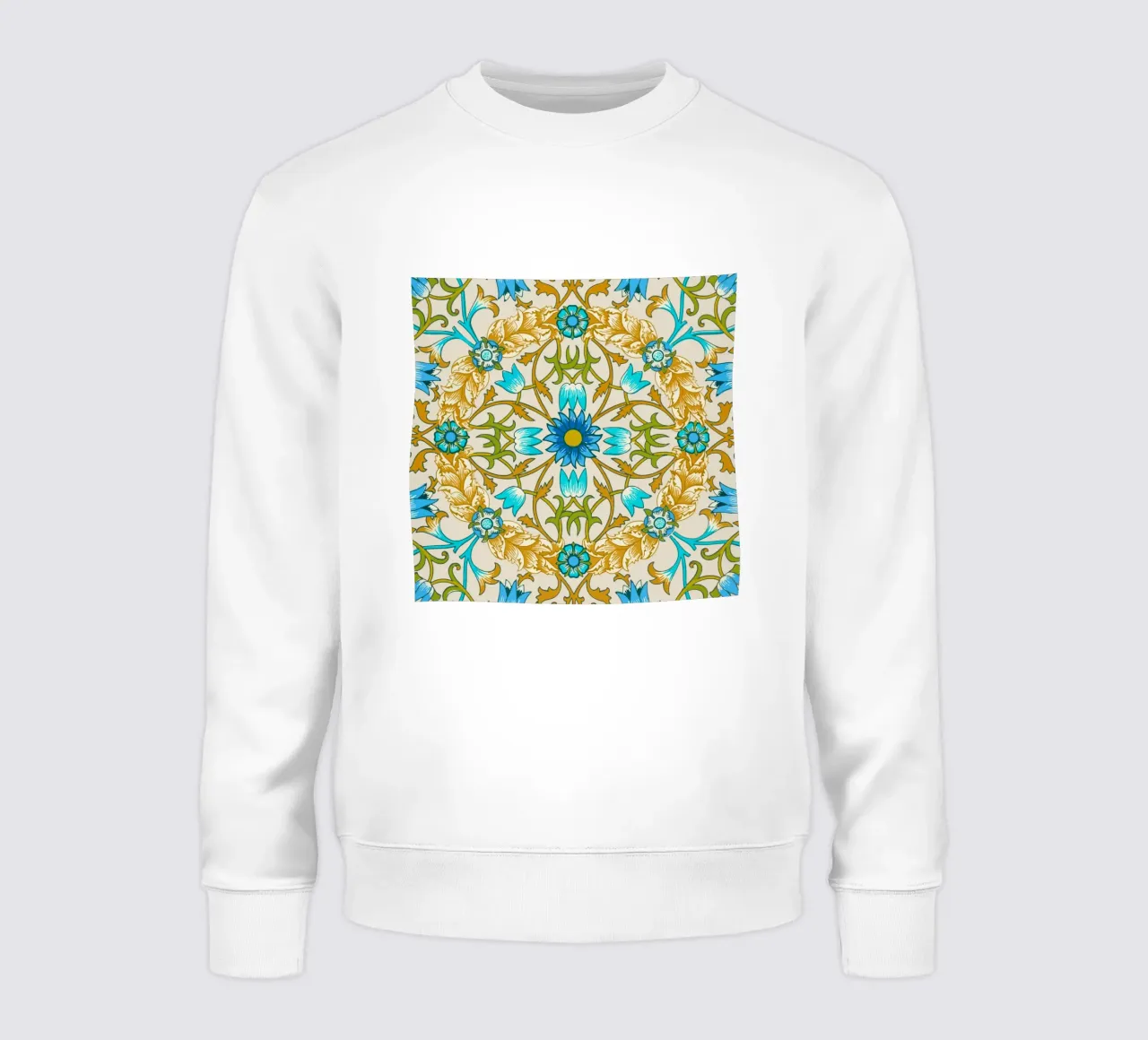 Modello di ornamento floreale d'epoca - Arti e Mestieri Blu e Oro felpa da ClubArt