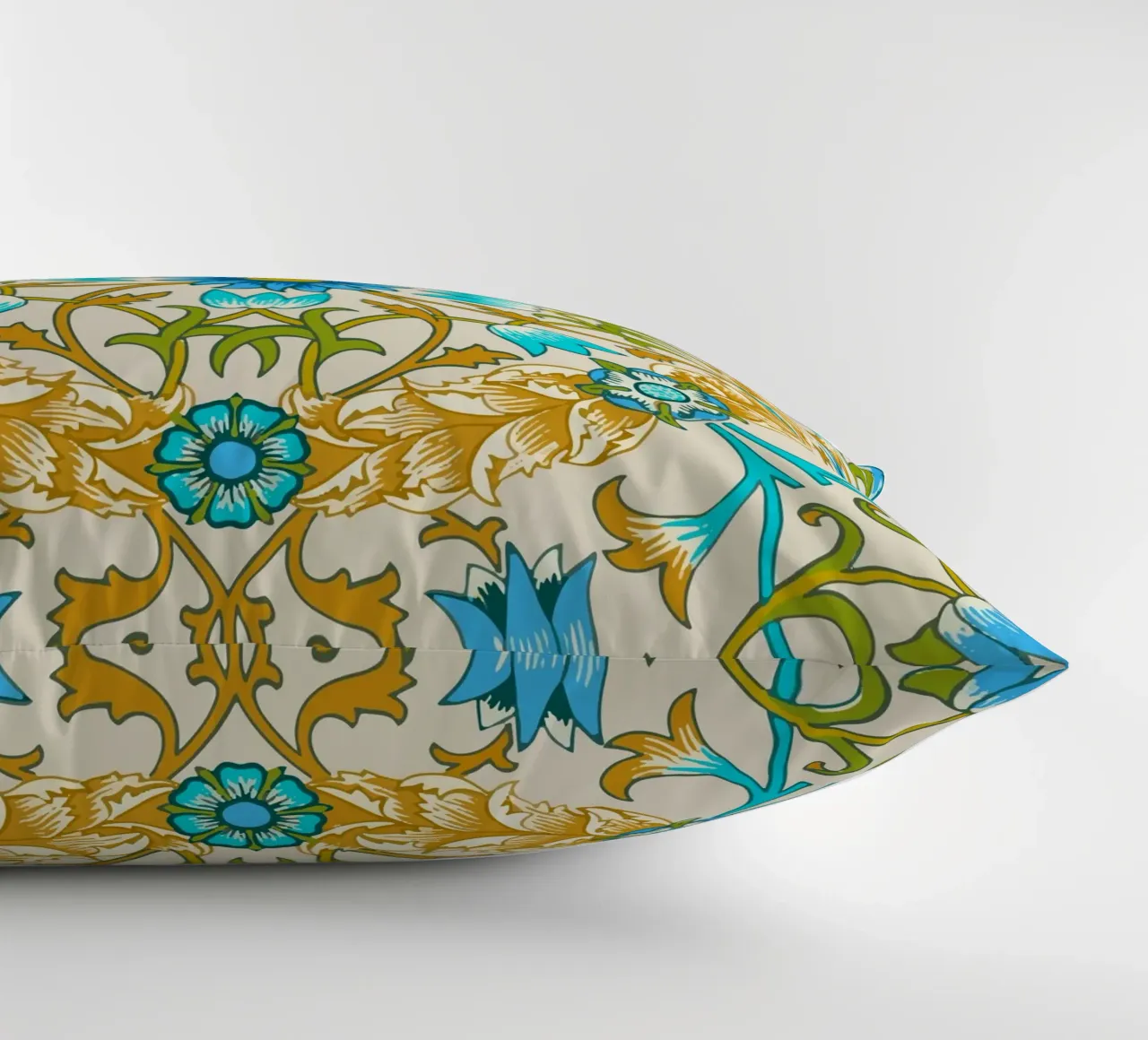 Modello di ornamento floreale d'epoca - Arti e Mestieri Blu e Oro cuscino da ClubArt