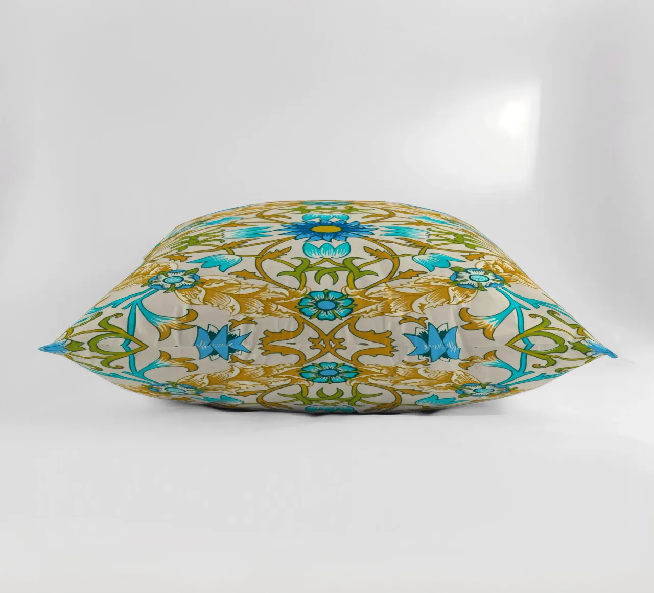 Modello di ornamento floreale d'epoca - Arti e Mestieri Blu e Oro cuscino da ClubArt