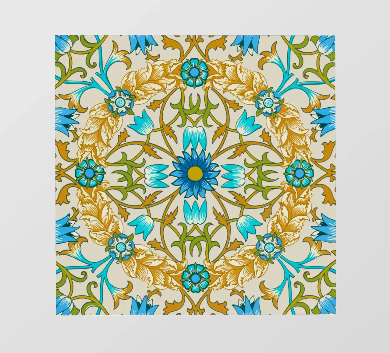 Modello di ornamento floreale d'epoca - Arti e Mestieri Blu e Oro pellicola backlit da ClubArt