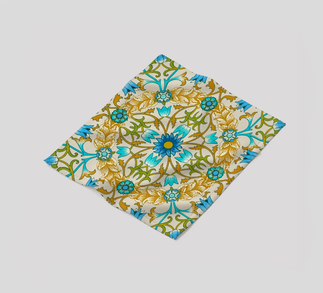 Modello di ornamento floreale d'epoca - Arti e Mestieri Blu e Oro coperta in pile da ClubArt