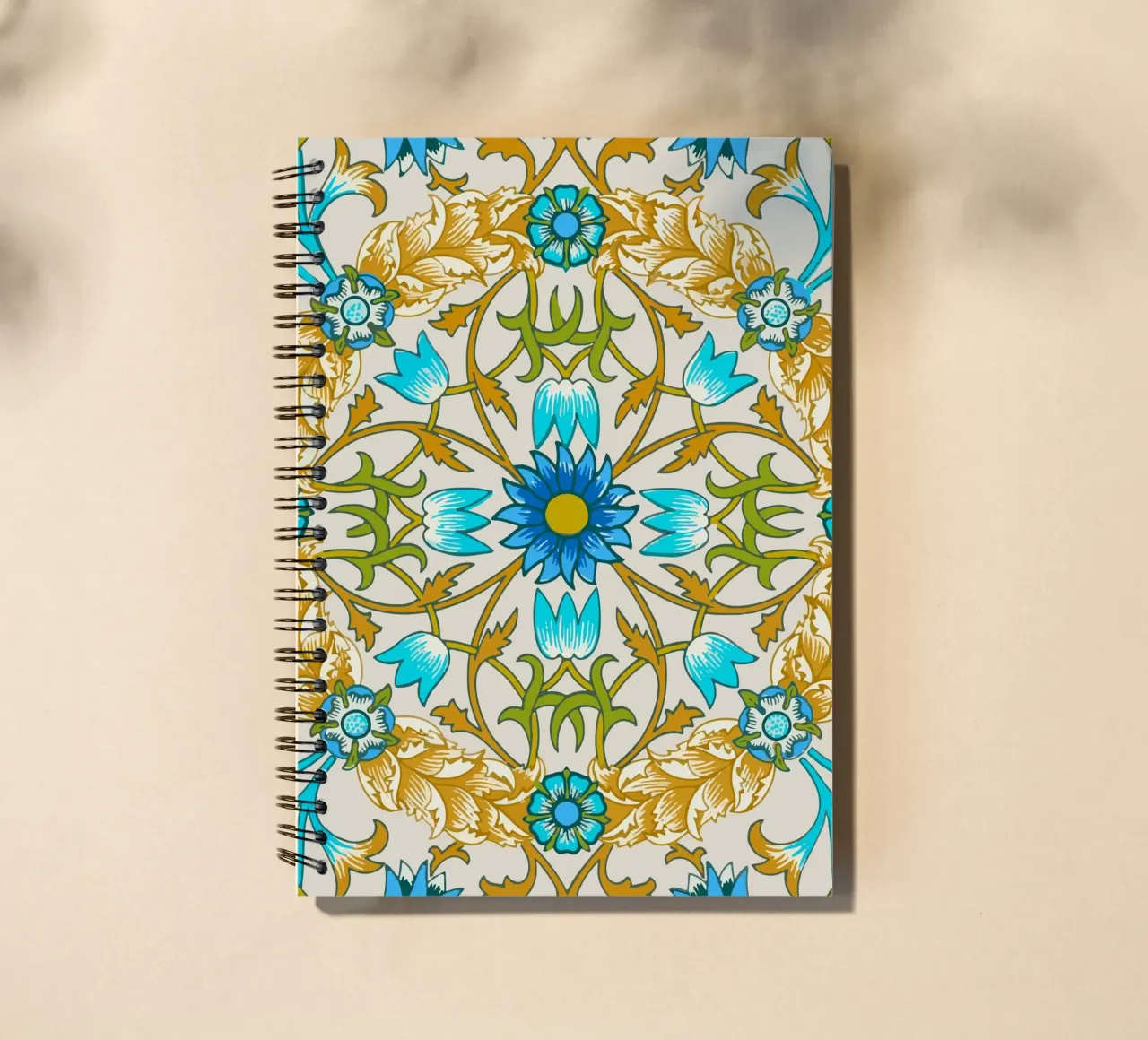 Modello di ornamento floreale d'epoca - Arti e Mestieri Blu e Oro diario ad anelli da ClubArt