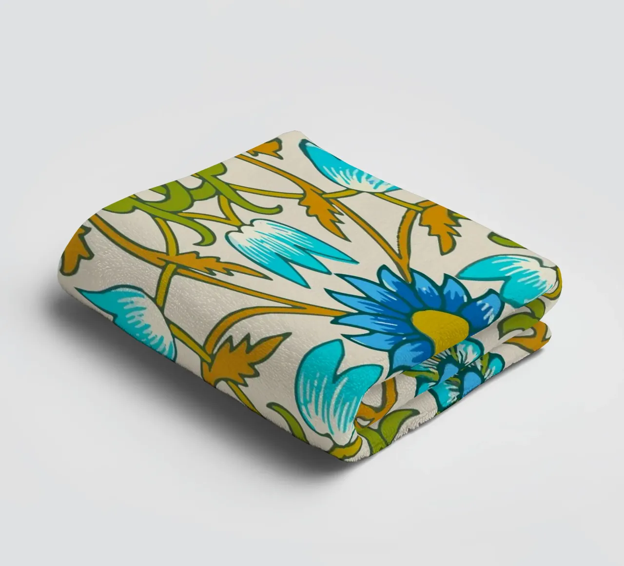 Modello di ornamento floreale d'epoca - Arti e Mestieri Blu e Oro asciugamano da bagno da ClubArt
