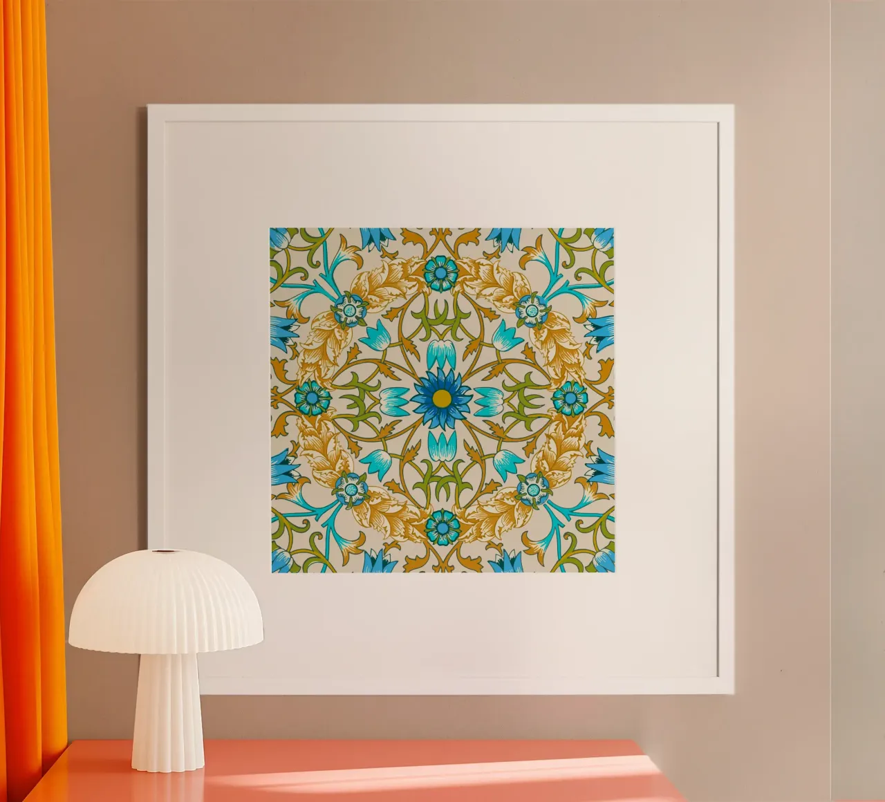 Modello di ornamento floreale d'epoca - Arti e Mestieri Blu e Oro carta hahnemühle da ClubArt