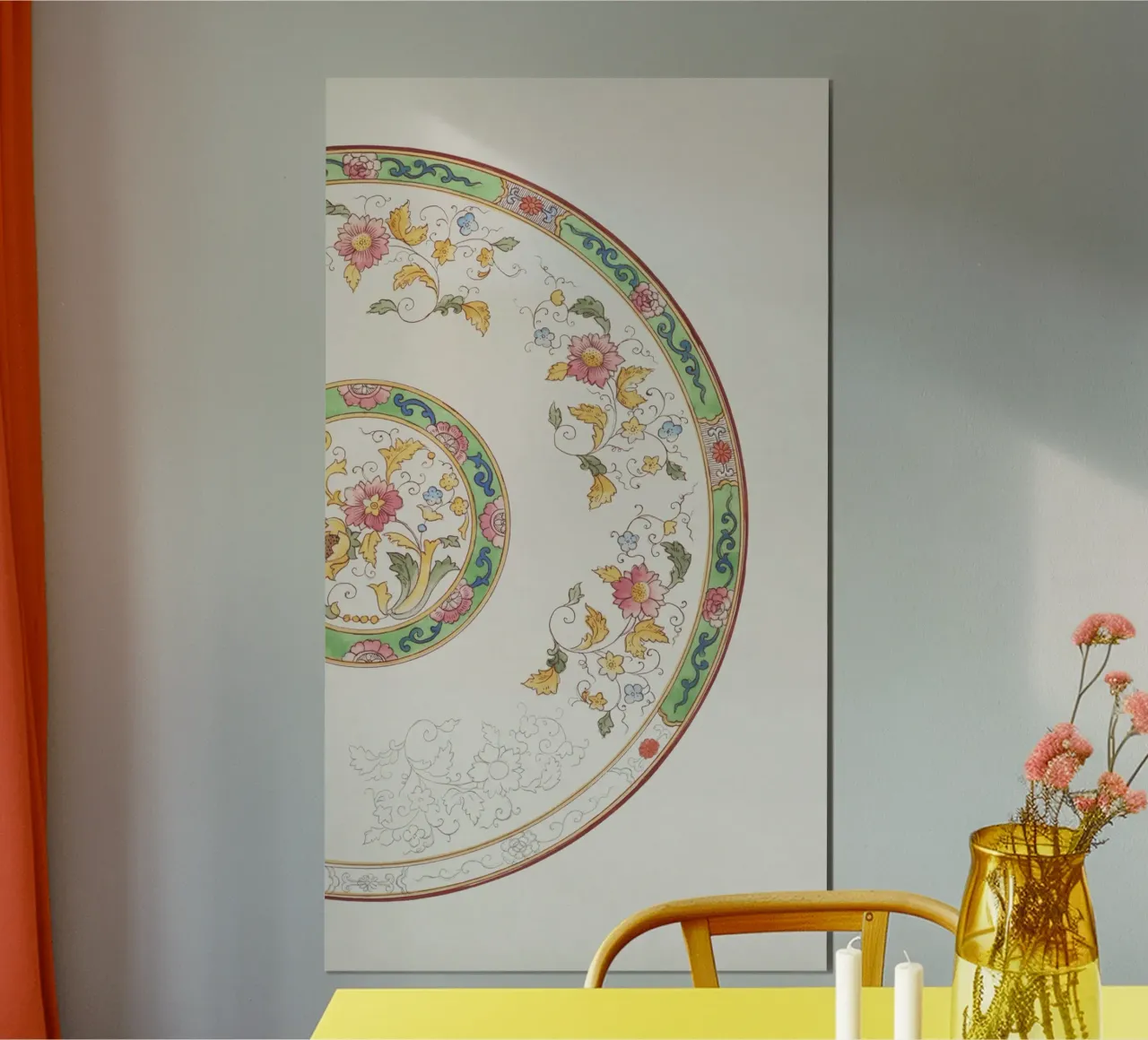 Noritake: Design per un piatto - Vintage Chinoiserie Floral (1 poster con telaio in legno da ClubArt