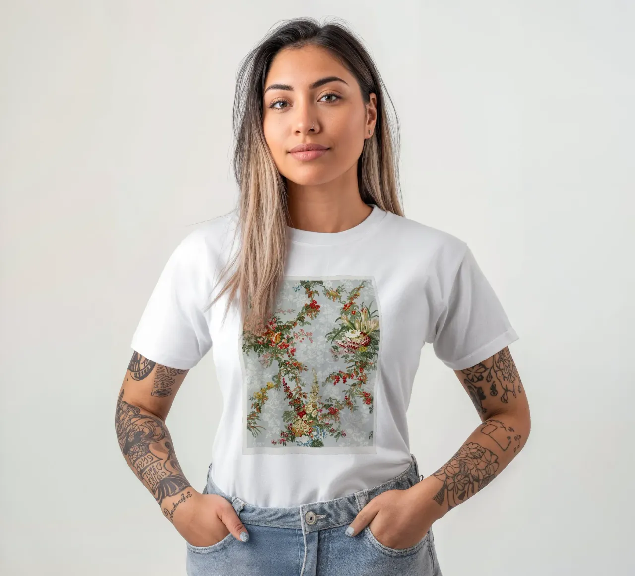 Digby Wyatt: Seta figurata - Tessile floreale vittoriano (1851) t-shirt da ClubArt