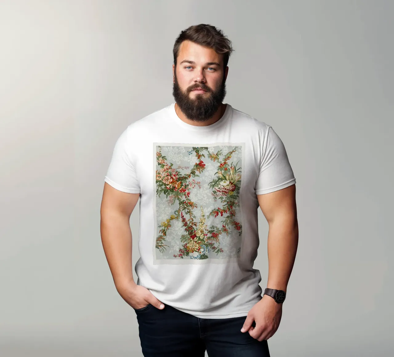 Digby Wyatt: Seta figurata - Tessile floreale vittoriano (1851) t-shirt da ClubArt