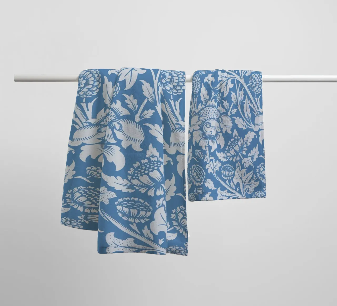 Blue Floral Ornament Pattern - Arts & Crafts Aesthetic towel by ClubArt