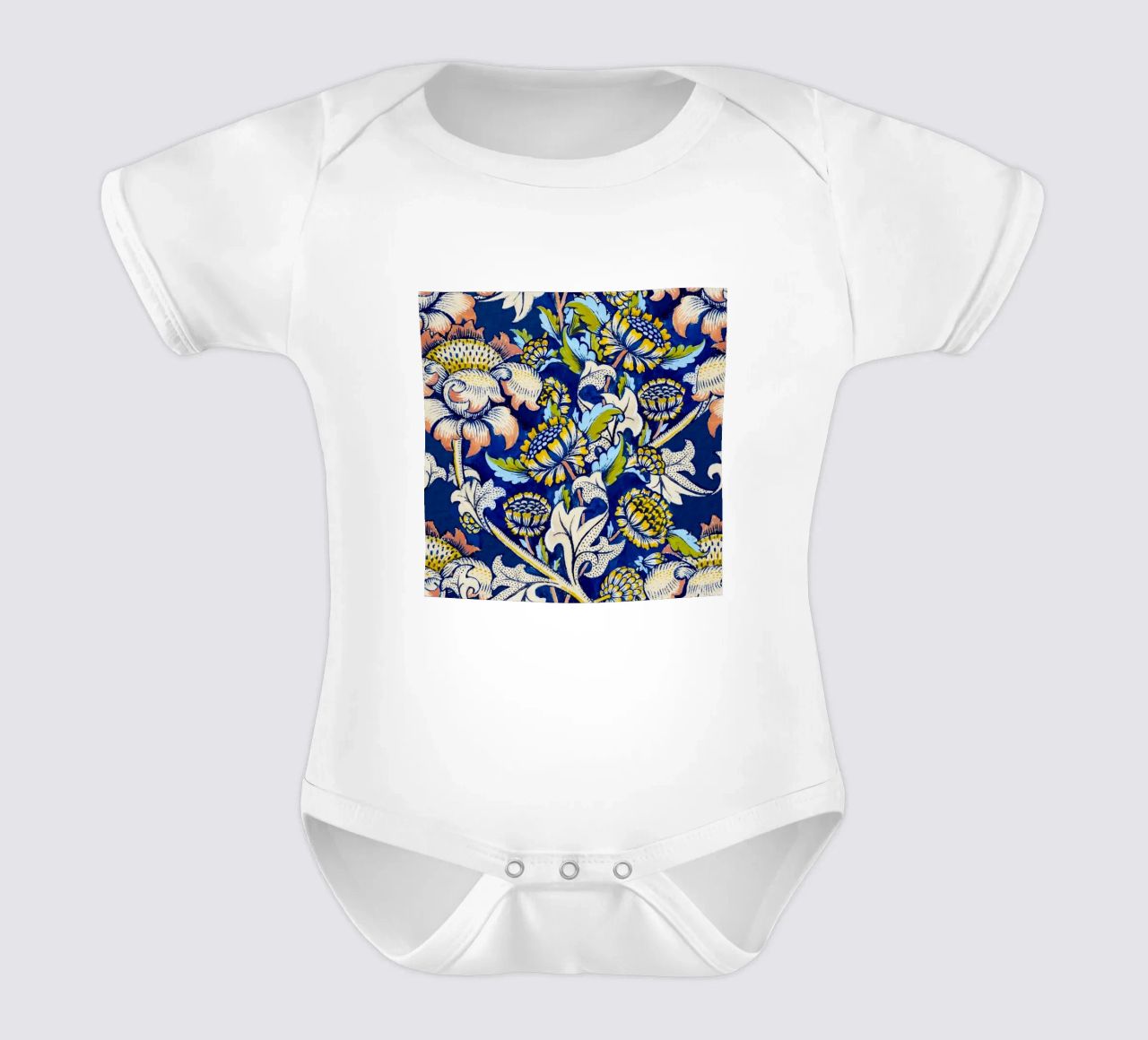 William Morris Floral Pattern - Art Nouveau Bleu & Jaune body bébé de ClubArt