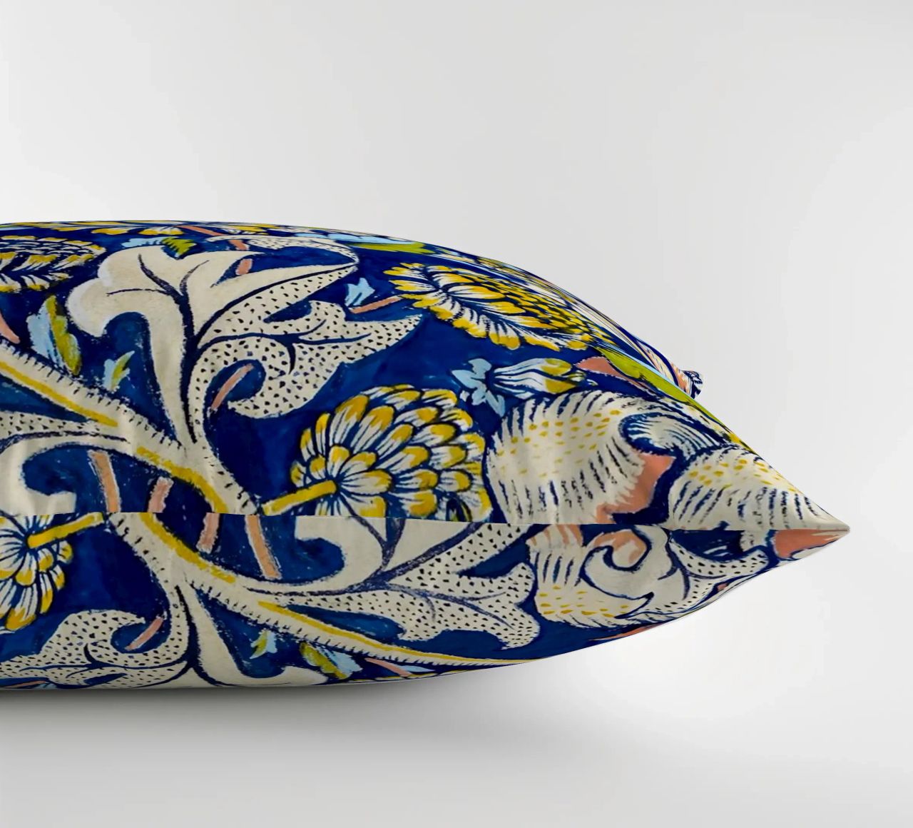 William Morris Floral Pattern - Art Nouveau Bleu & Jaune coussin de ClubArt