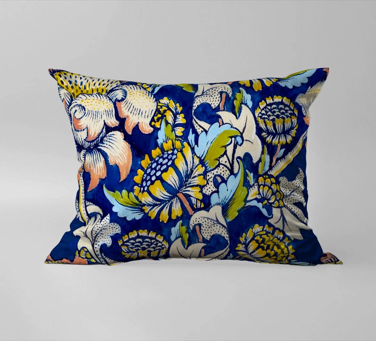 William Morris Floral Pattern - Art Nouveau Bleu & Jaune coussin de ClubArt
