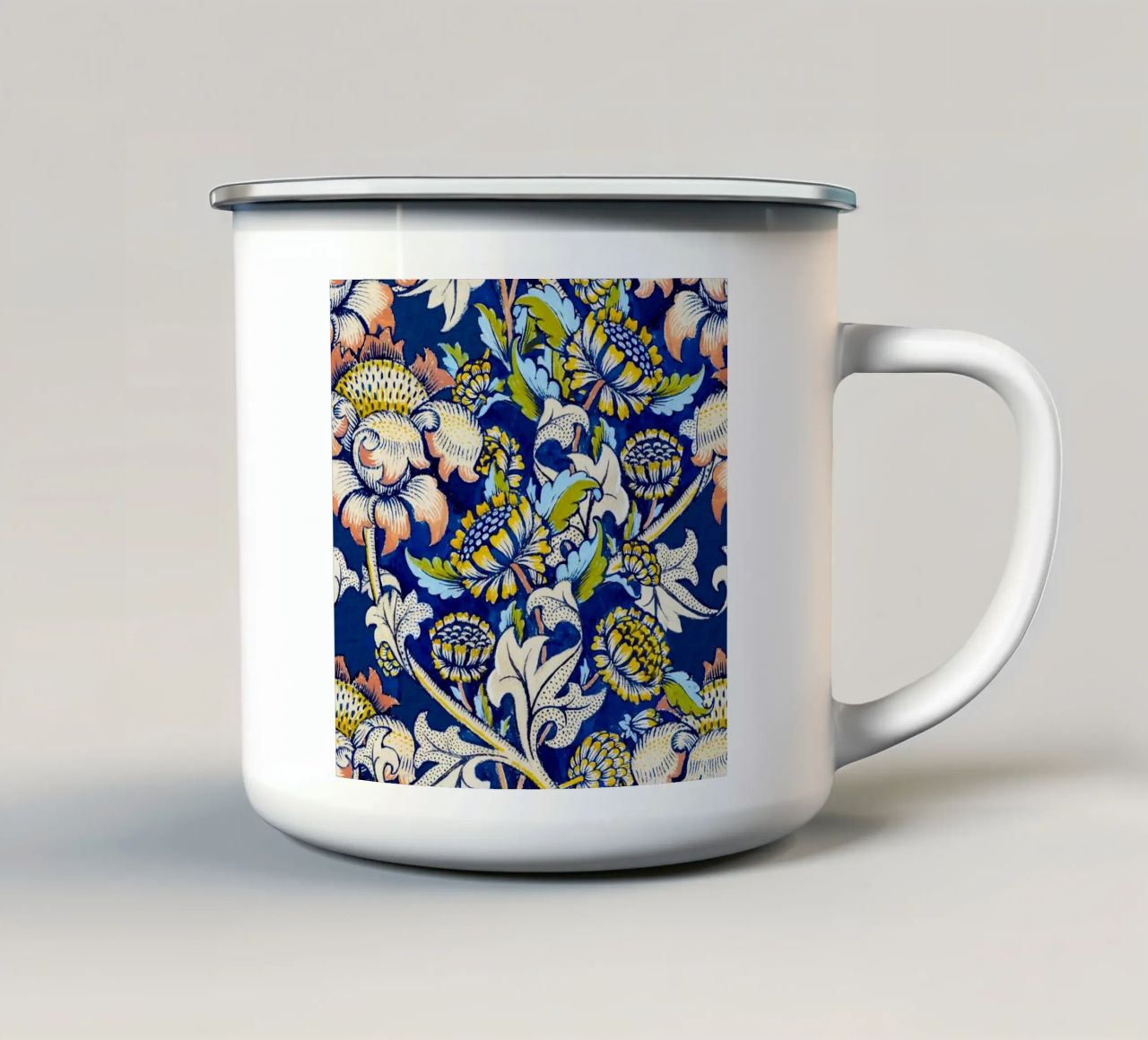 William Morris Floral Pattern - Art Nouveau Bleu & Jaune mug en émail de ClubArt