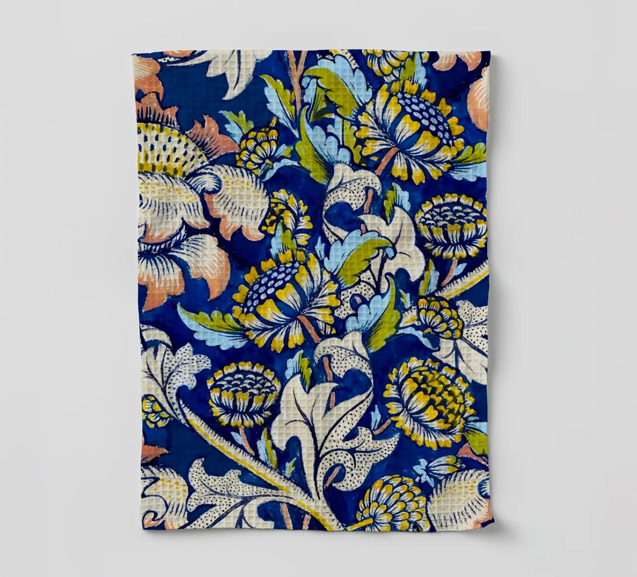 William Morris Floral Pattern - Art Nouveau Bleu & Jaune torchon de ClubArt