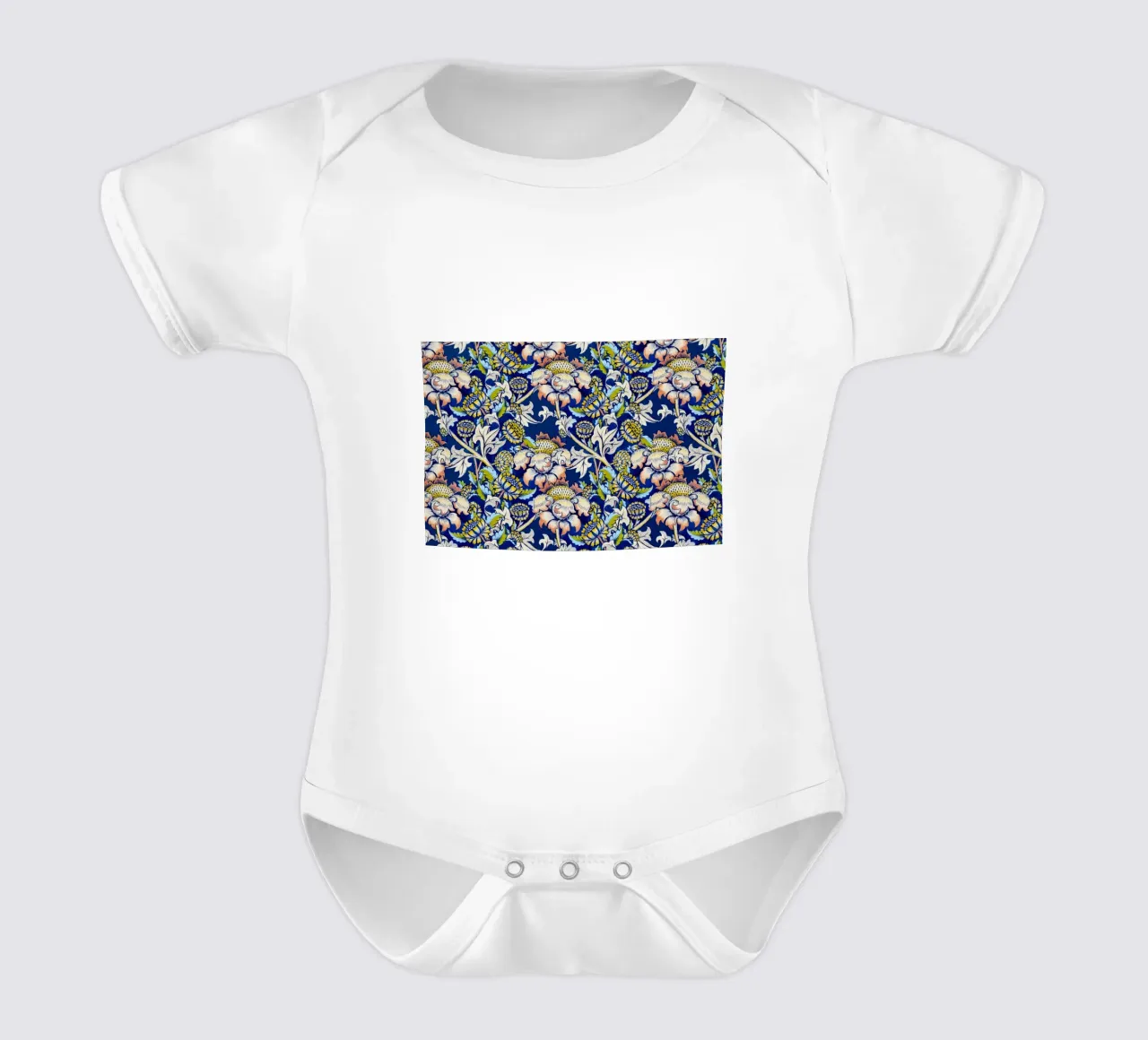 William Morris Patrón Floral - Art Nouveau Azul y Amarillo body de bebé de ClubArt