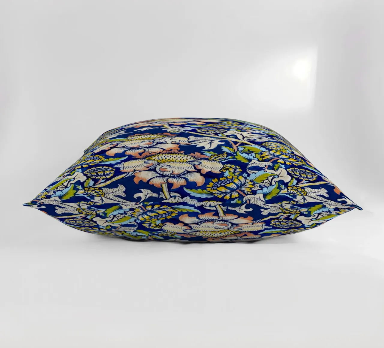 William Morris Floral Pattern - Art Nouveau Blue & Yellow decorative cushion by ClubArt