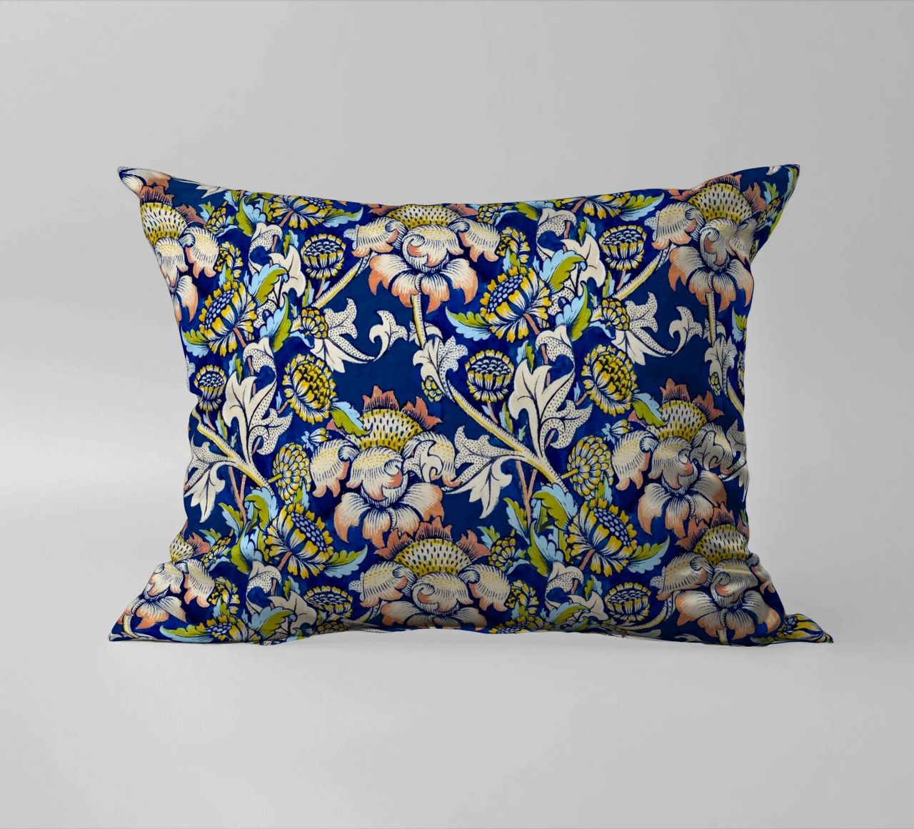 William Morris Floral Pattern - Art Nouveau Bleu & Jaune coussin de ClubArt