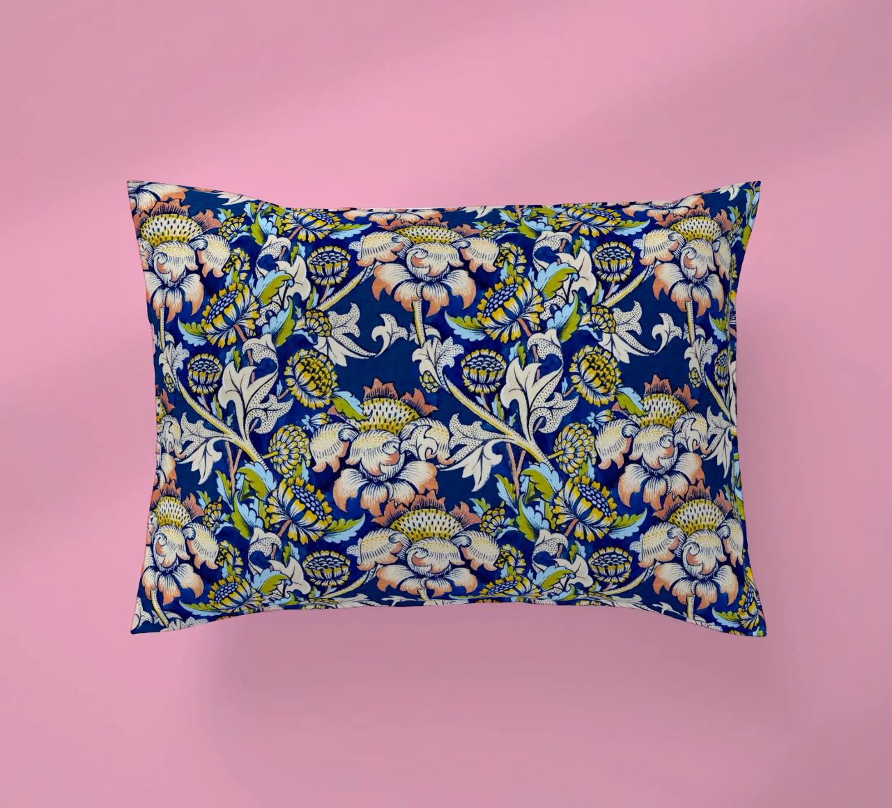 William Morris Floral Pattern - Art Nouveau Bleu & Jaune coussin de ClubArt