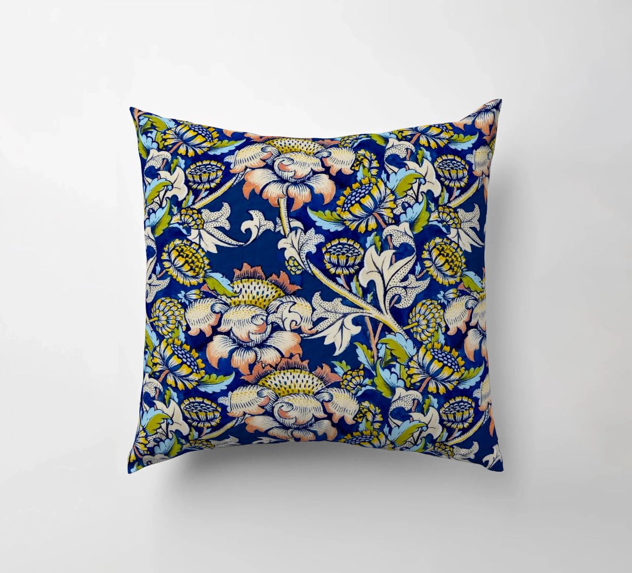 William Morris Floral Pattern - Art Nouveau Bleu & Jaune coussin de ClubArt