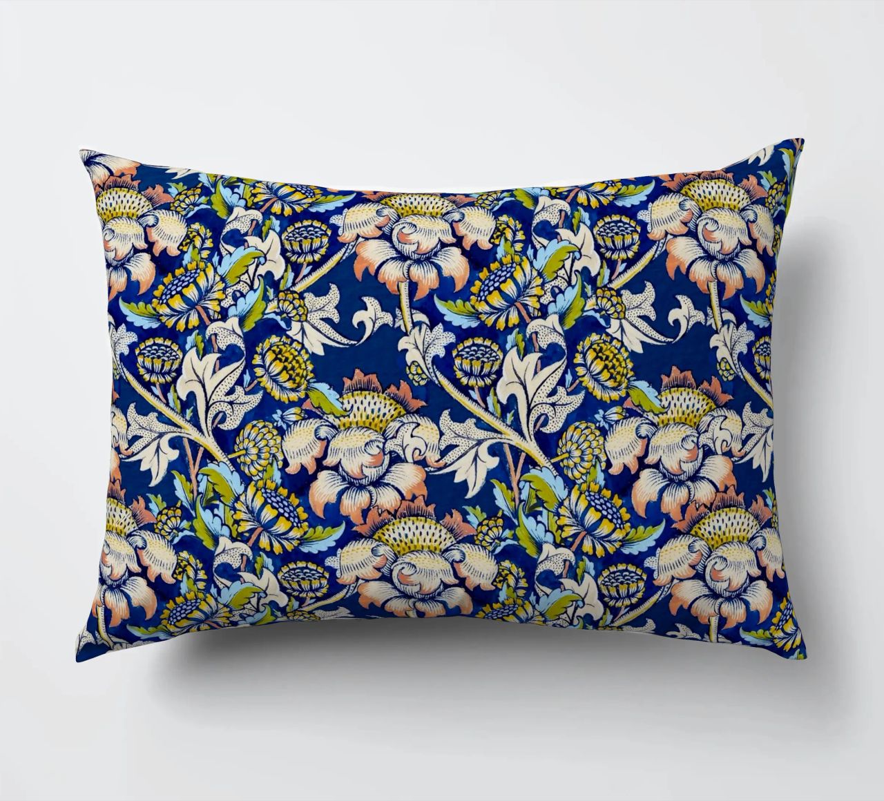 William Morris Floral Pattern - Art Nouveau Bleu & Jaune coussin de ClubArt