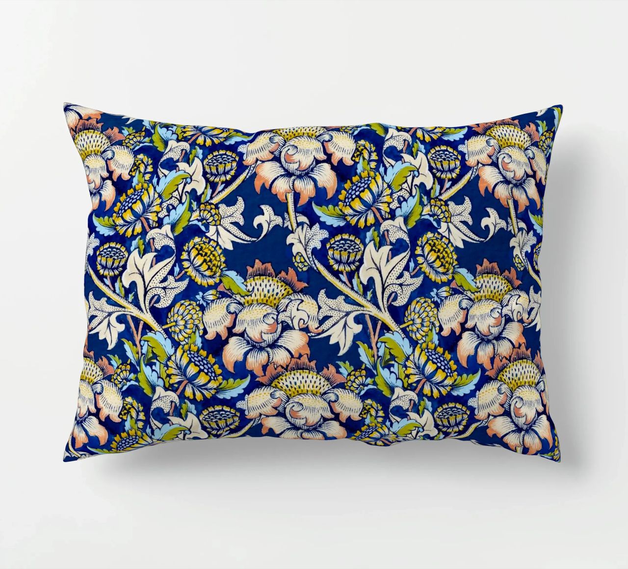 William Morris Floral Pattern - Art Nouveau Bleu & Jaune coussin de ClubArt