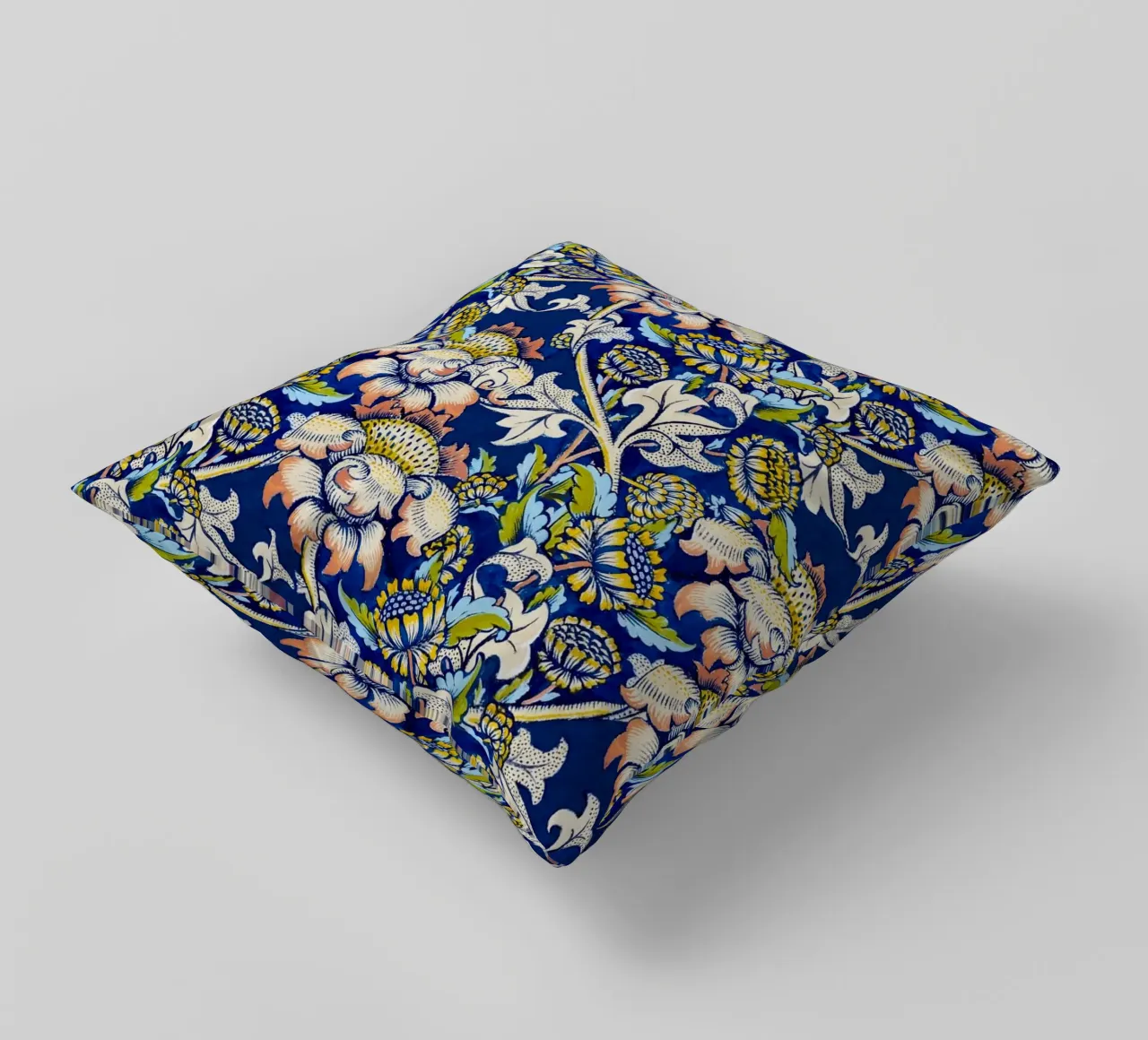William Morris Patrón Floral - Art Nouveau Azul y Amarillo cojín de ClubArt