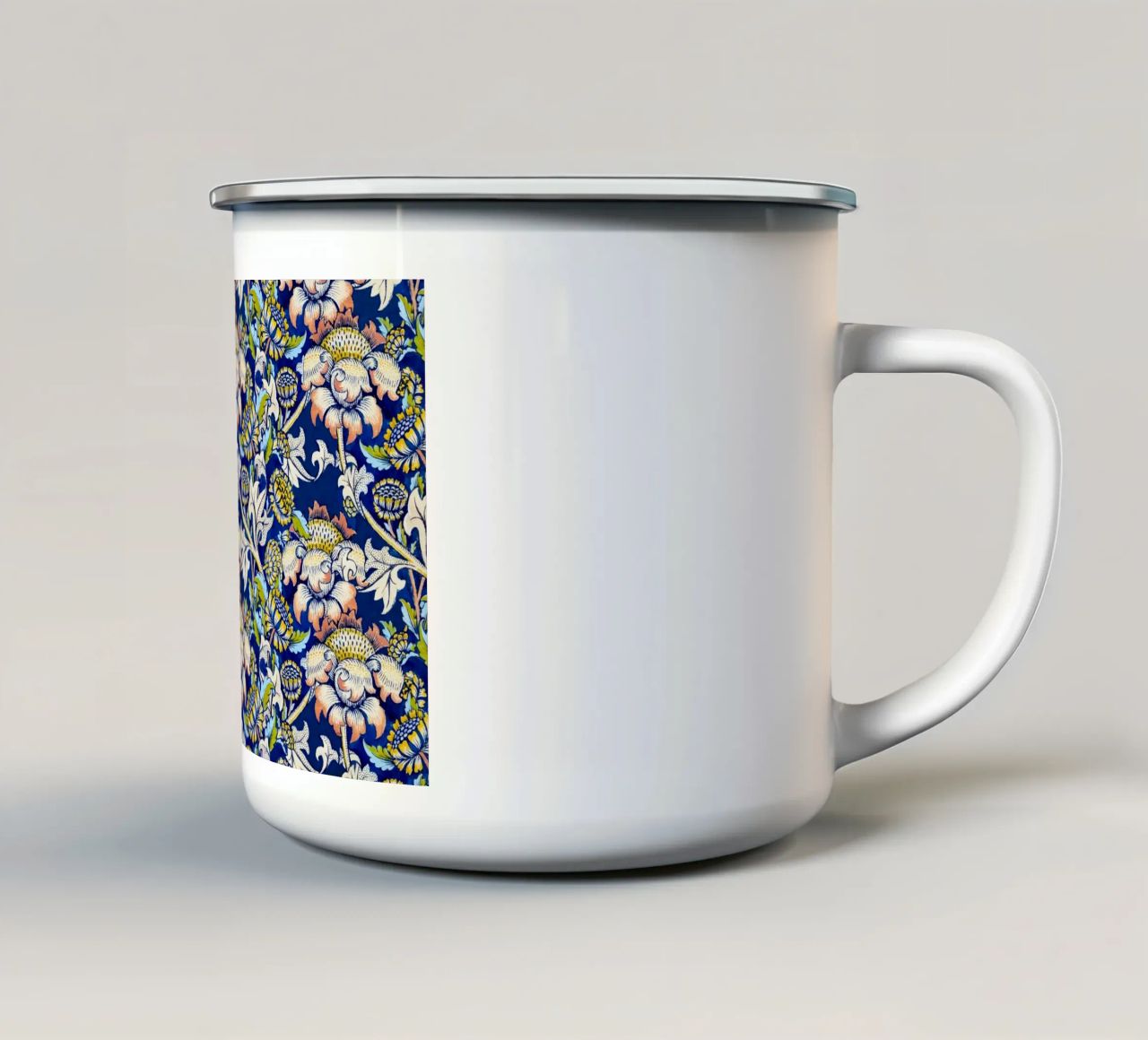 William Morris Floral Pattern - Art Nouveau Bleu & Jaune mug en émail de ClubArt