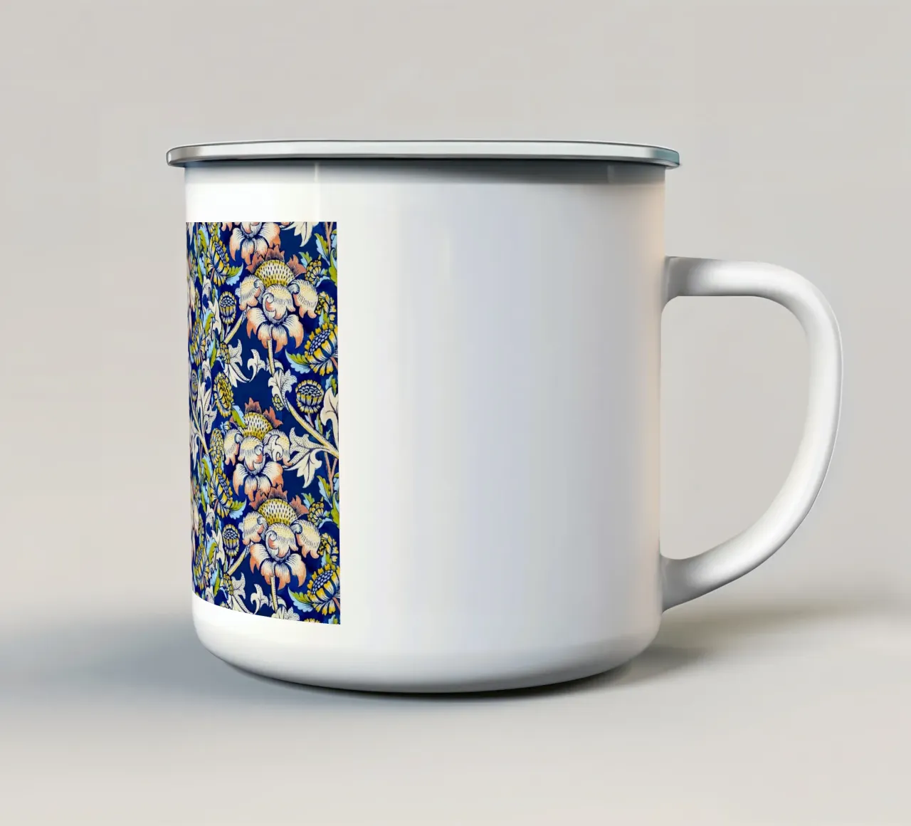 William Morris Patrón Floral - Art Nouveau Azul y Amarillo taza de esmalte de ClubArt
