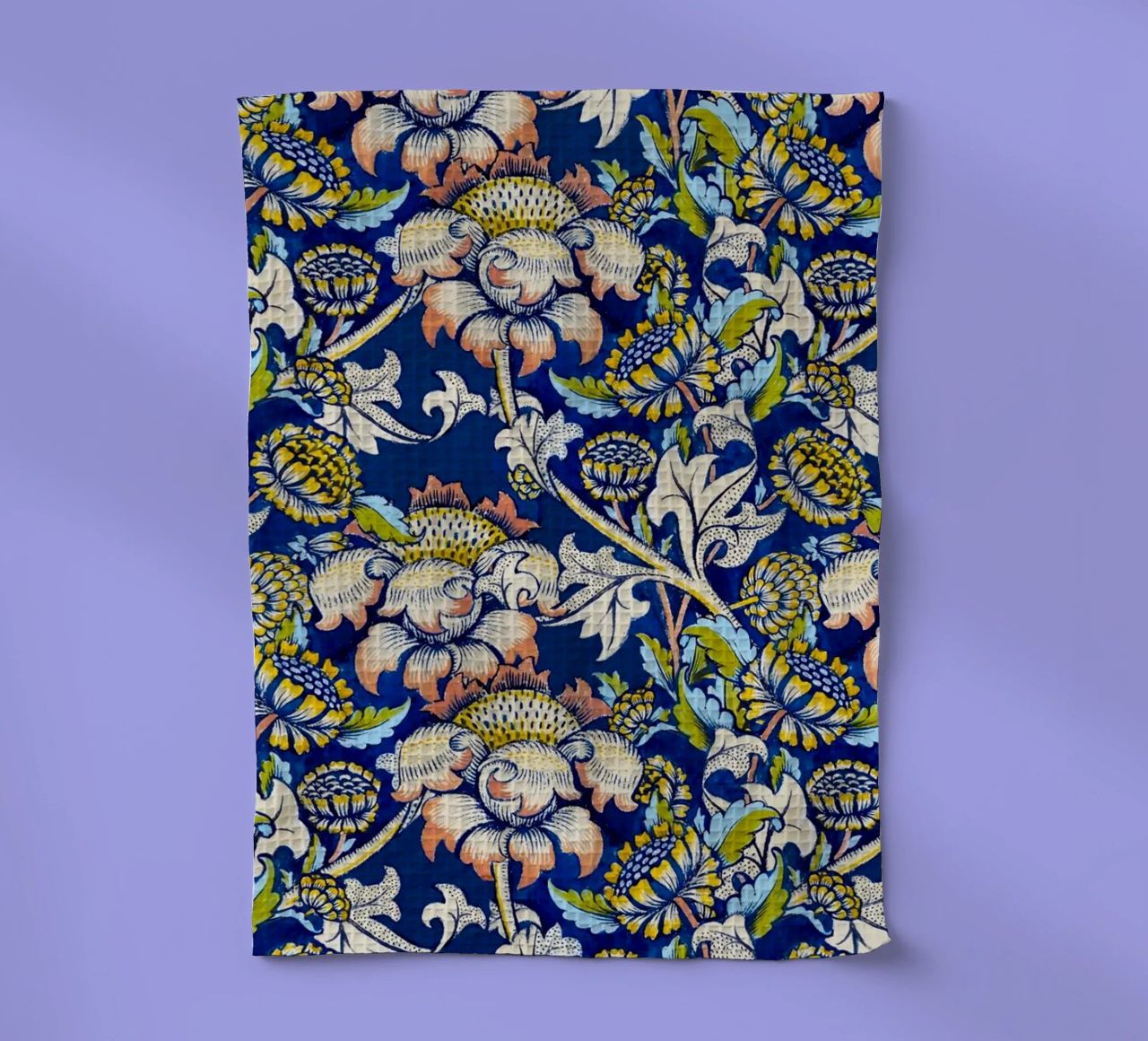 William Morris Floral Pattern - Art Nouveau Bleu & Jaune torchon de ClubArt